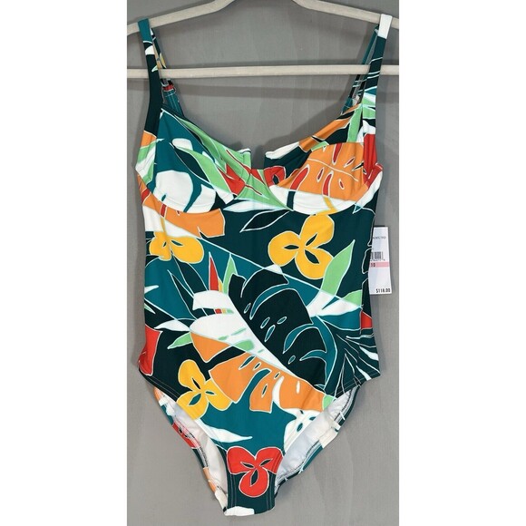 Vince Camaro One Piece Floral Hawaiian Underwire Support Swimsuit Size 10 NWT - Picture 1 of 8